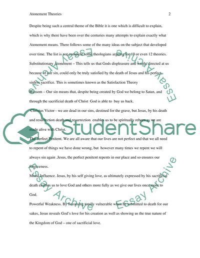 Comparison of Two Theories of Atonement with Direct Reference to Primary Texts