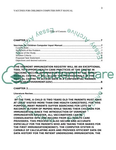 Vaccines for Children Computer Input Manual