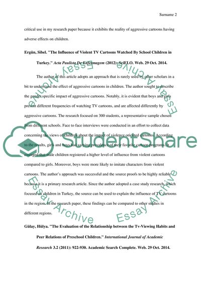 R Research Proposal How are Aggressive TV Cartoons Affecting Childrens