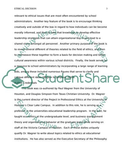 Ethical decision making in schools