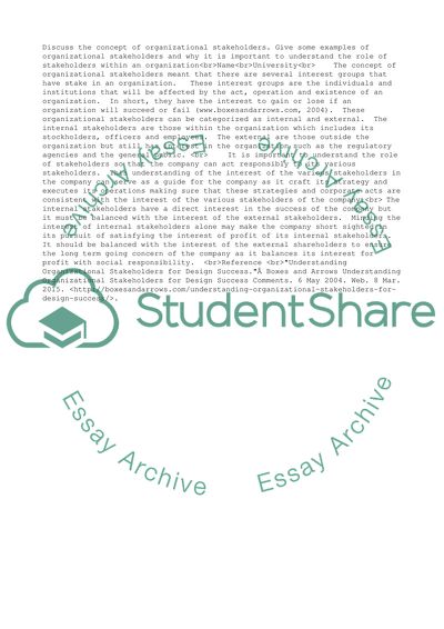 Organizational stakeholders