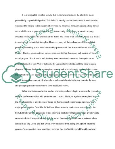 Censorship of Certain Areas of Popular Culture