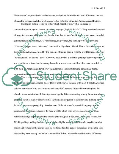 Similarities and Differences between Verbal and Nonverbal Behavior and that of Arab