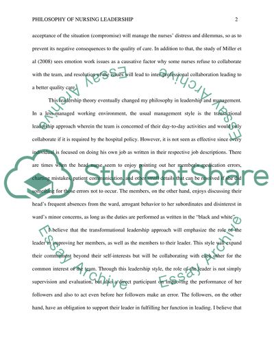 Philosophy of Nursing Leadership