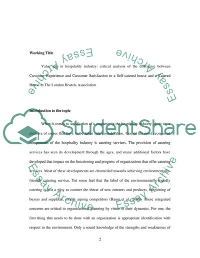 Analysis of the Quality of Service in the Hospitality Industry