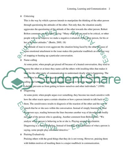 Understanding the Process of Learning Garnered from Listening