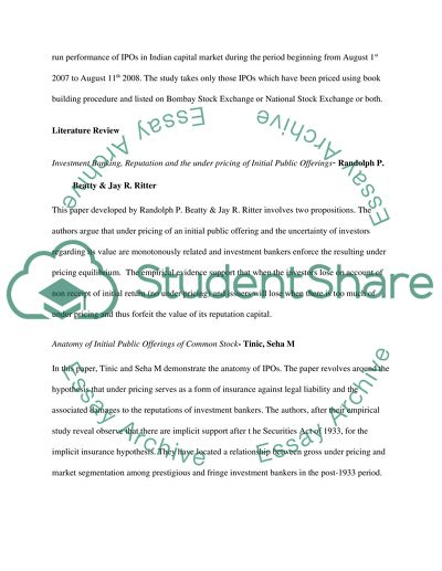 Under Pricing and after Market Performance: Indian Initial Public Offering