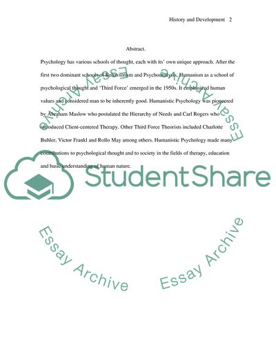 History and development of the humanistic school of psychological thought