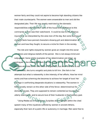 The Role of Women as Portrayed in Classical Literature