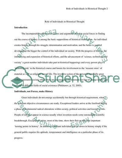 Role of Individuals in Historical Thought
