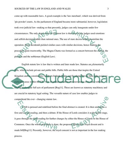 Sources of the Law in England and Wales