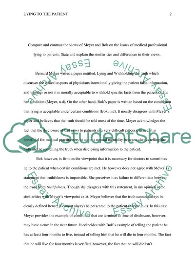 Issues of Medical Professionals Lying to Patients