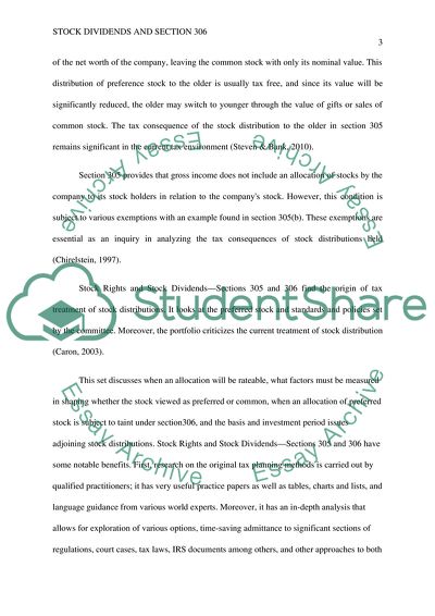 Stock Dividends and Section 306 Stock under the US IRS TAX CODE