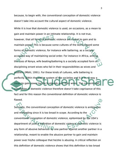 Conventional Conception of Domestic Violence
