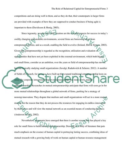 Relational Capital as an Essential Asset of Entrepreneurial Firms