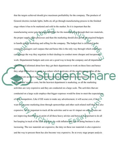 General Electrics Allocation of Costs
