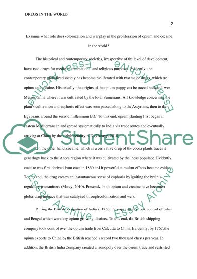 Proliferation of Opium and Cocaine in the World