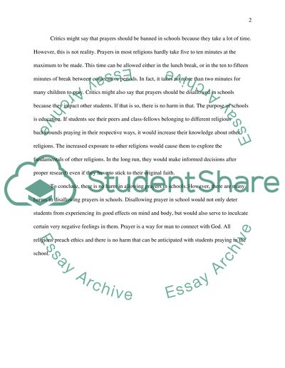 Students should be allowed to pray in schools