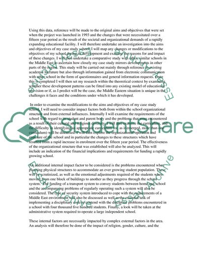 Development, Nature and Organization of a New Independent School in the Middle East