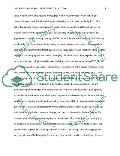 Program Proposal Preventing Bullying