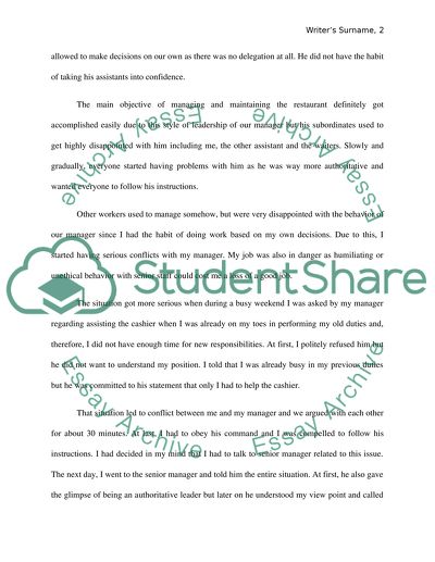 Personal Leadership Experience