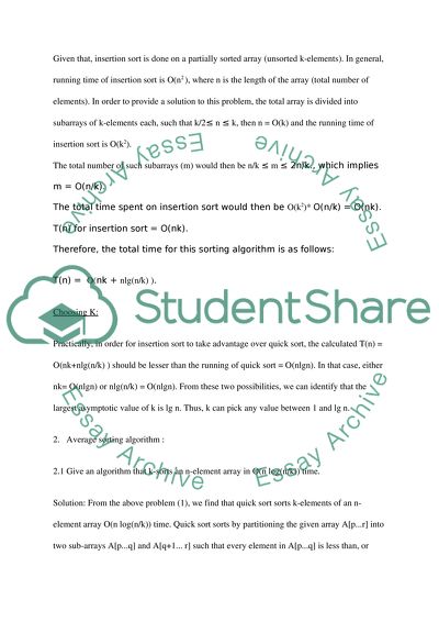 Combination of Quick Sort and Insertion Sort Algorithm