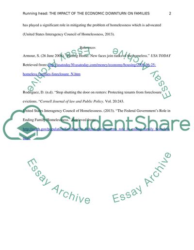 The Impact of the Economic Downturn on Families