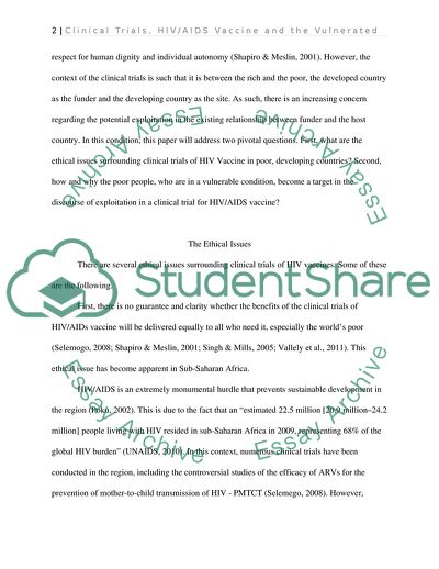 Ethical Issues on International Research in Developing Countries on HIV Vaccine Trials