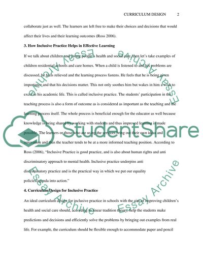 Curriculum Design for Inclusive Practice is Central to Effective Learning and Teaching