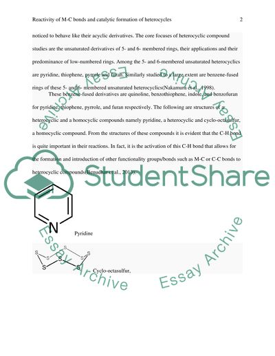 Reactivity of M-C Bonds and Catalytic Formation of Heterocycles