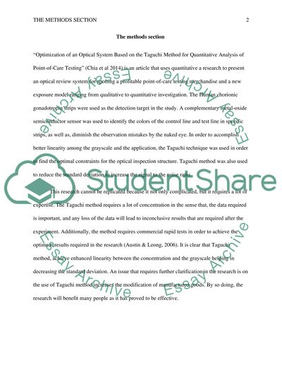 The Methods Section in Optimization of an Optical System