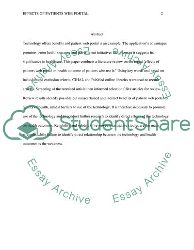 Patients Web Portal Improves Patient Health Outcome in Comparison to Non-Web Portal
