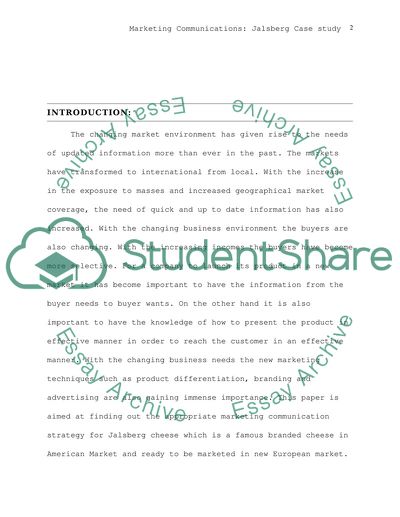 Marketing Communications: Analysis of Jalsberg Case
