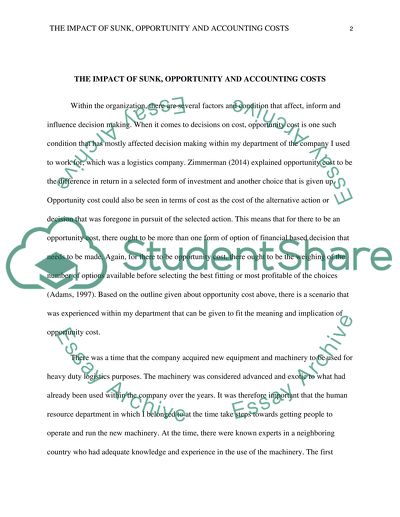 The Impact of Sunk Opportunity and Accounting Costs