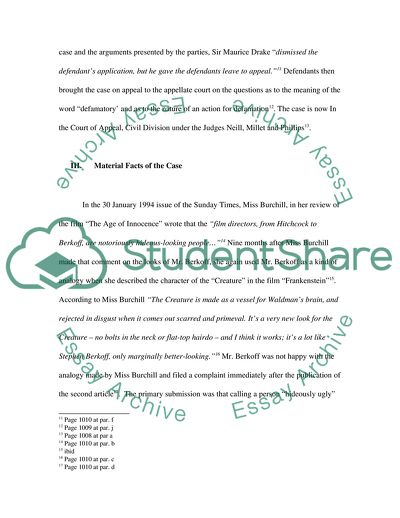 Berkoff v Burchill - Defining the Scope of Defamatory Statement