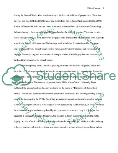 Ethical Issues Related to Science and Technology With Relation to Aviation