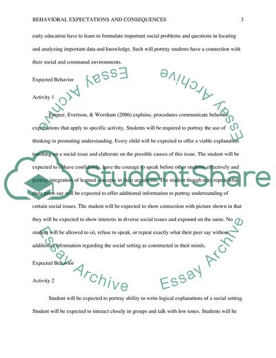 Behavioral Expectations and Consequences in the Classroom