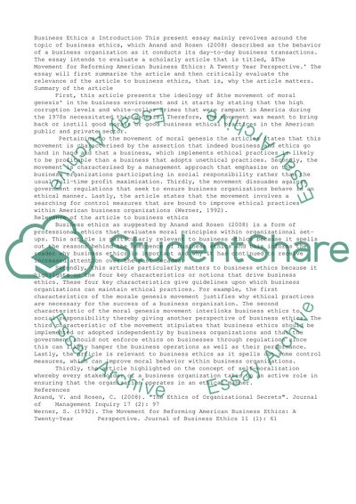 Business Ethics and Organizational Culture