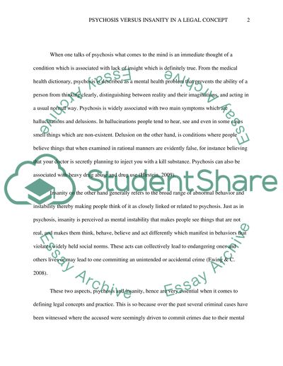 Insanity vs Psychosis in a legal concept