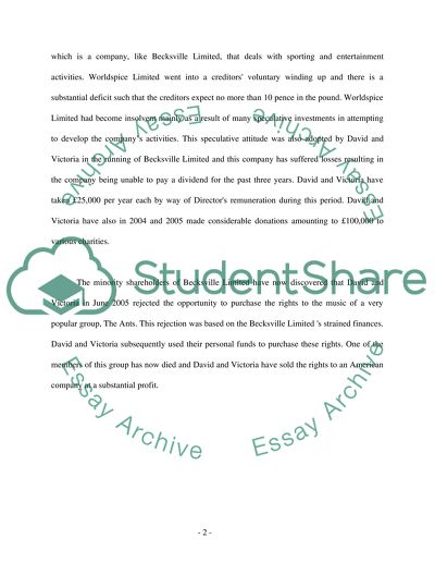 Corporate Governance of the Becksville Limited and the Worldspice Limited