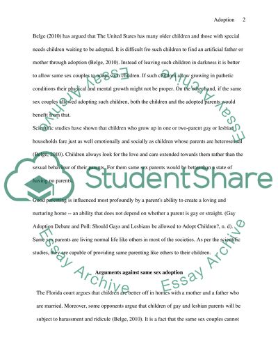 Should same sex couples be allowed to adopt