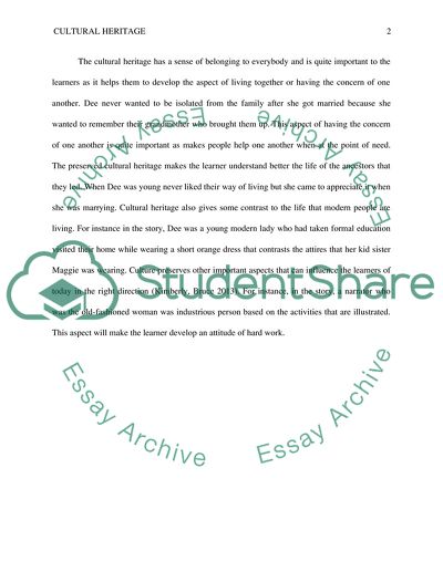 Perspective of Cultural Heritage towards the Education