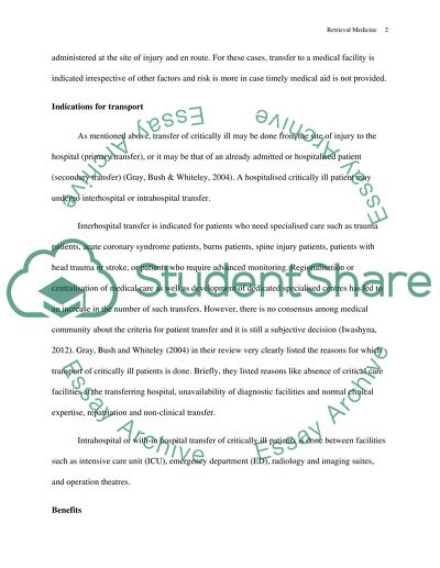 Risk benefit analysis of transferring the critically ill