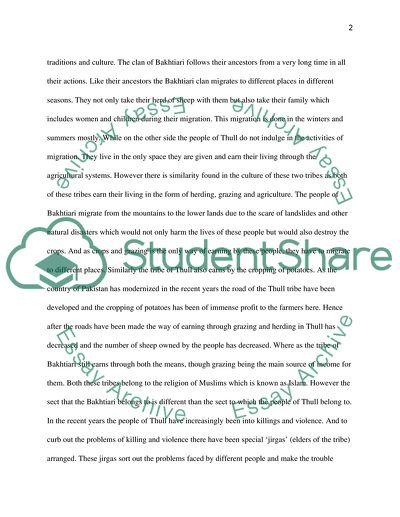 Anthropology: Bakhtiyari in Iran and Thull in Pakistan