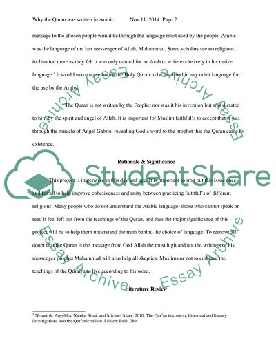 Why the Quran was written in Arabic