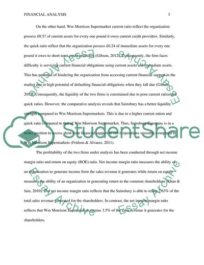 Financial Ratios Analysis of Sainsbury Company