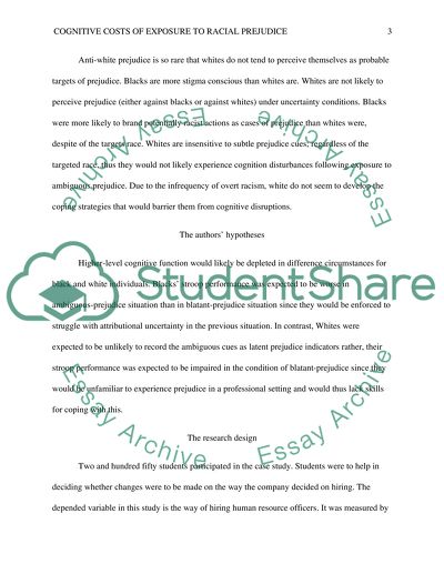 Cognitive Costs of Exposure to Racial Prejudice