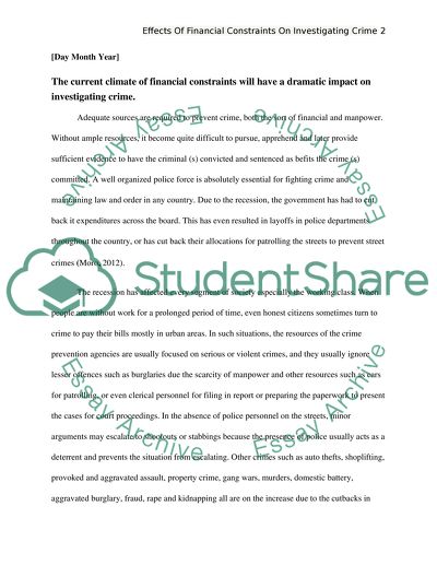 The Current Climate of Financial Constraints Will Have a Dramatic Impact on Investigating Crime