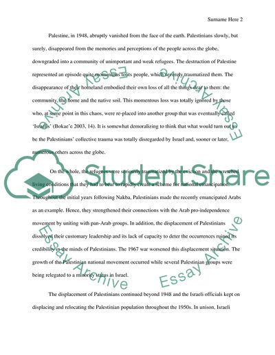 The Trauma of the Palestinian Displacement