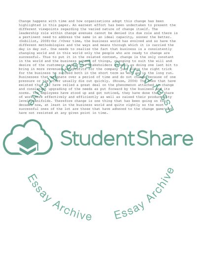 Leadership and Managing Change